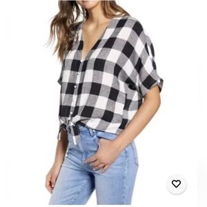 Blue Rain Black and White Plaid Shirt
